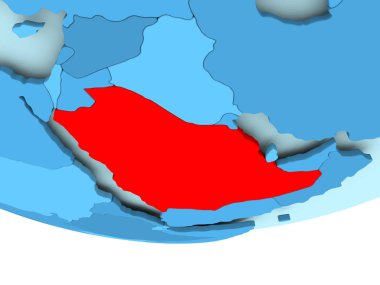 Suudi Arabistan'da mavi haritada kırmızı