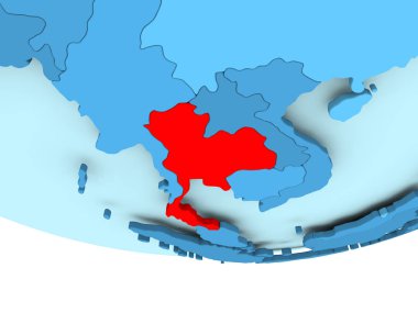 Tayland kırmızı mavi harita üzerinde