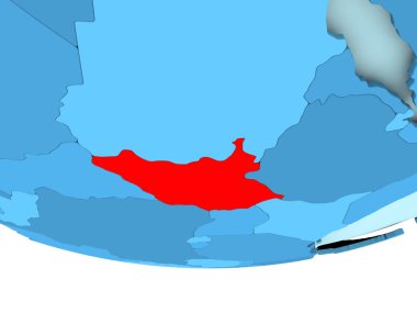 Güney Sudan kırmızı mavi harita üzerinde