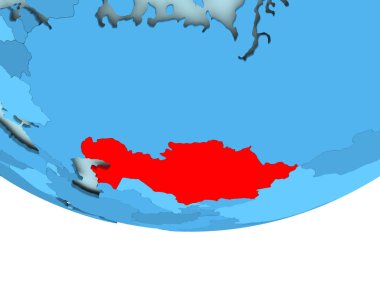 Mavi haritada kırmızı Kazakistan'da