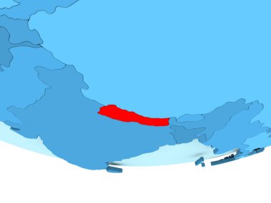 Nepal'de mavi haritada kırmızı