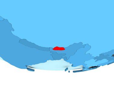Bhutan kırmızı mavi harita üzerinde