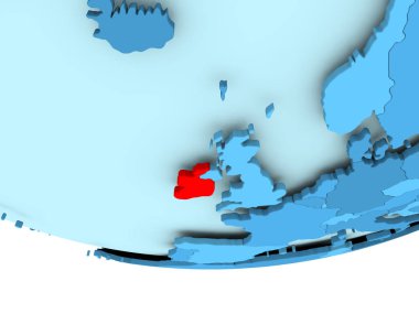 Mavi haritada kırmızı İrlanda