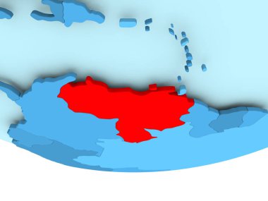 Mavi haritada kırmızı Venezuela'da