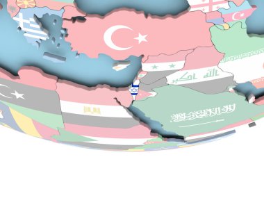 İsrail Haritası dünya üzerinde bayrak ile