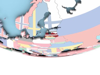 Letonya Haritası dünya üzerinde bayrak ile