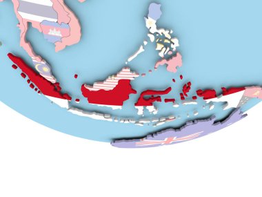 Endonezya Haritası dünya üzerinde bayrak ile