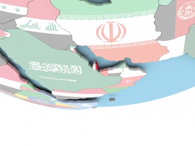 Katar Haritası dünya üzerinde bayrak ile