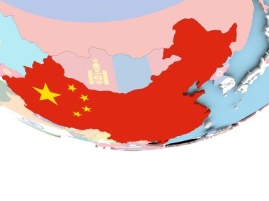 Çin Haritası dünya üzerinde bayrak ile