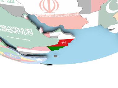 Umman Haritası dünya üzerinde bayrak ile