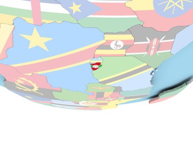 Burundi Haritası dünya üzerinde bayrak ile