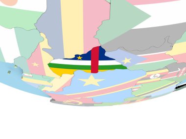 Dünya üzerinde bayrak ile Orta Afrika Haritası