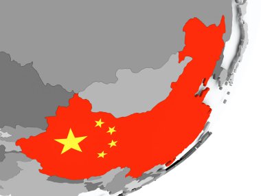 Çin'in bayrak harita üzerinde