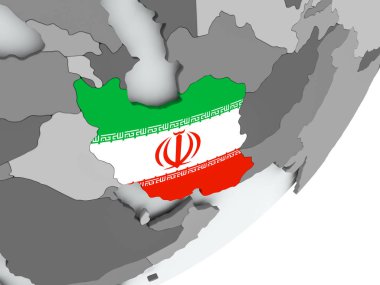 Iran bayrağı harita üzerinde