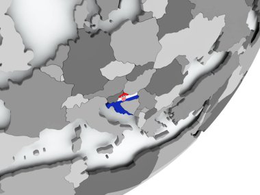 Hırvatistan bayrağı harita üzerinde