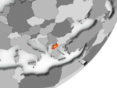 Harita üzerinde Makedonya Cumhuriyeti bayrağı
