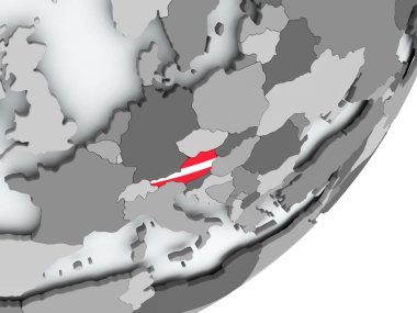 Harita üzerinde Avusturya bayrağı