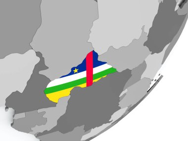 Harita üzerinde Orta Afrika Cumhuriyeti bayrağı