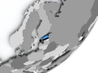 Estonya bayrağı harita üzerinde