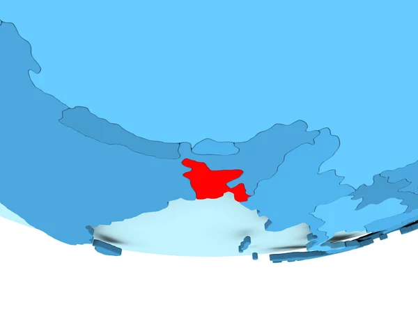 青い地図上の赤でバングラデシュ — ストック写真