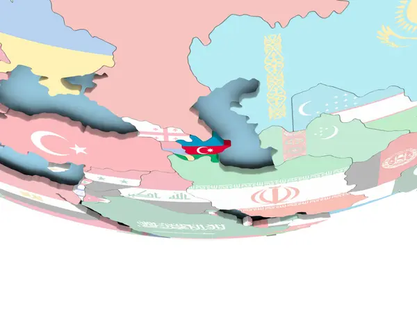 标志的地球的阿塞拜疆地图 — 图库照片