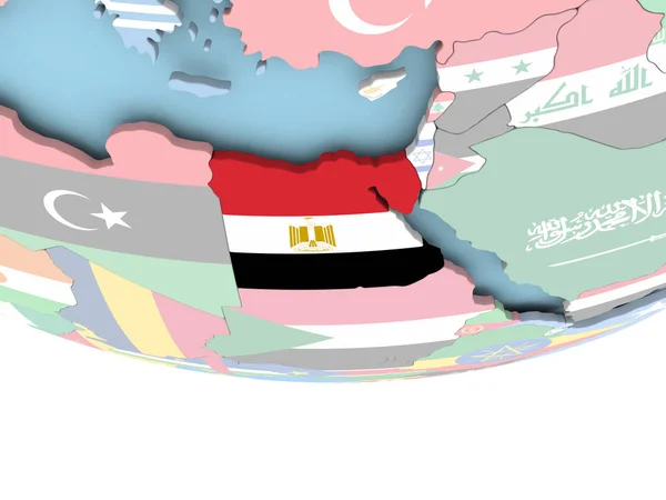 Map of Egypt with flag on globe — Stock Photo, Image