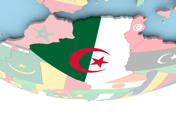 세계에 플래그 알제리아의 지도 — 스톡 사진