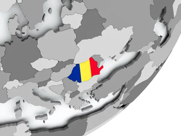 Прапор Румунії на карті — стокове фото