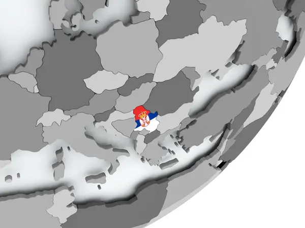 Флаг Сербии на карте — стоковое фото