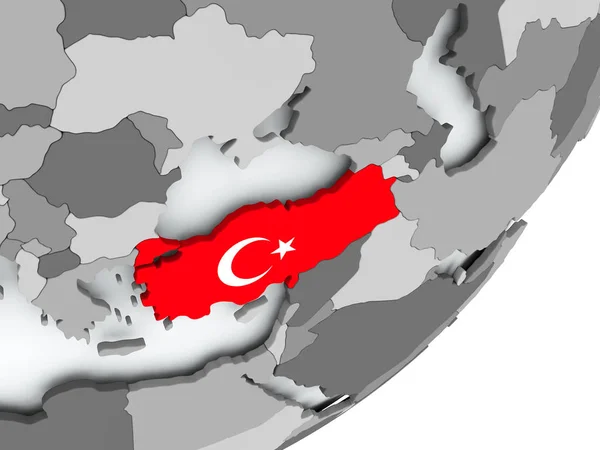 Flagge der Türkei auf der Karte — Stockfoto