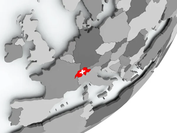 Flag of Switzerland on map — Stock Photo, Image