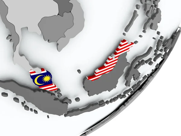 Flag of Malaysia on map — Stock Photo, Image