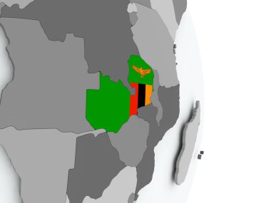 bayrağı ile Zambiya Haritası