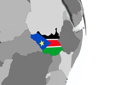 Bayrağı ile Güney Sudan Haritası