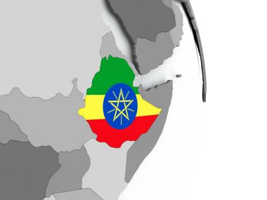 Etiyopya Haritası bayrak ile