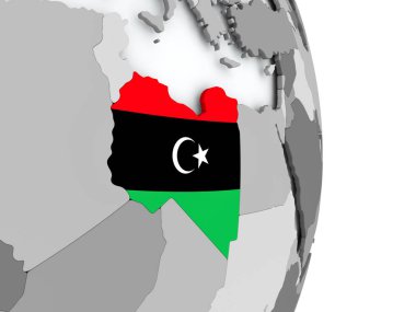 Libya Haritası bayrak ile