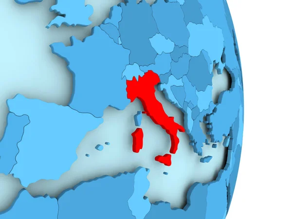 Mapa Itálie v červené barvě — Stock fotografie