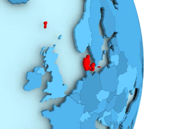 Mapa da Dinamarca em vermelho — Fotografia de Stock
