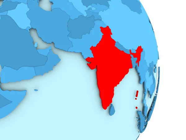 빨간색에서의 인도 지도 — 스톡 사진