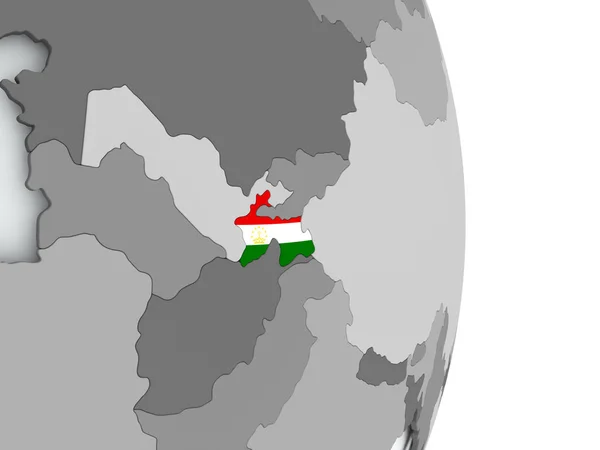 Mapa Tadżykistan z flagą — Zdjęcie stockowe