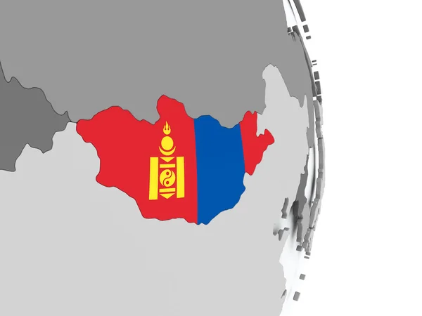 Mapa da Mongólia com bandeira — Fotografia de Stock