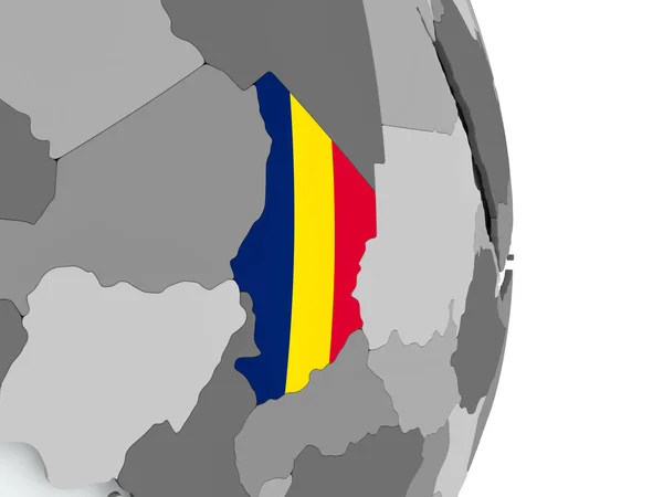 Mapa Czadu z flagą — Zdjęcie stockowe