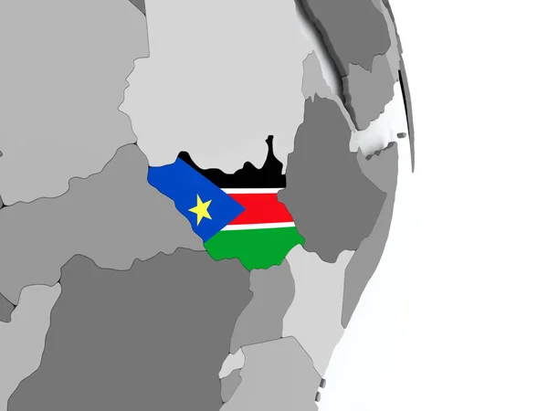 Mapa do Sudão do Sul com bandeira — Fotografia de Stock