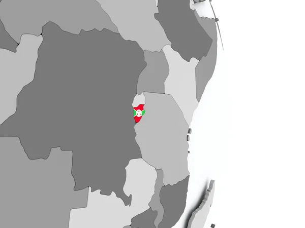Karte von Burundi mit Flagge — Stockfoto