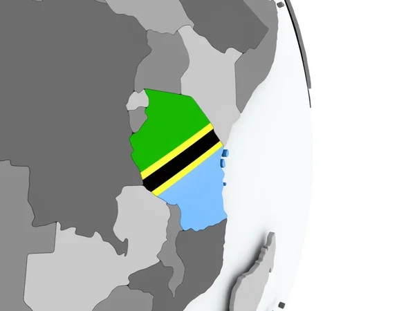 Carte de Tanzanie avec drapeau — Photo