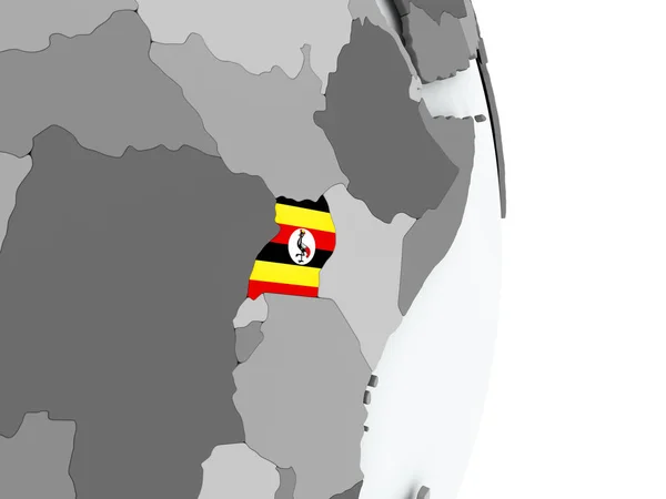 Mapa de Uganda com bandeira — Fotografia de Stock