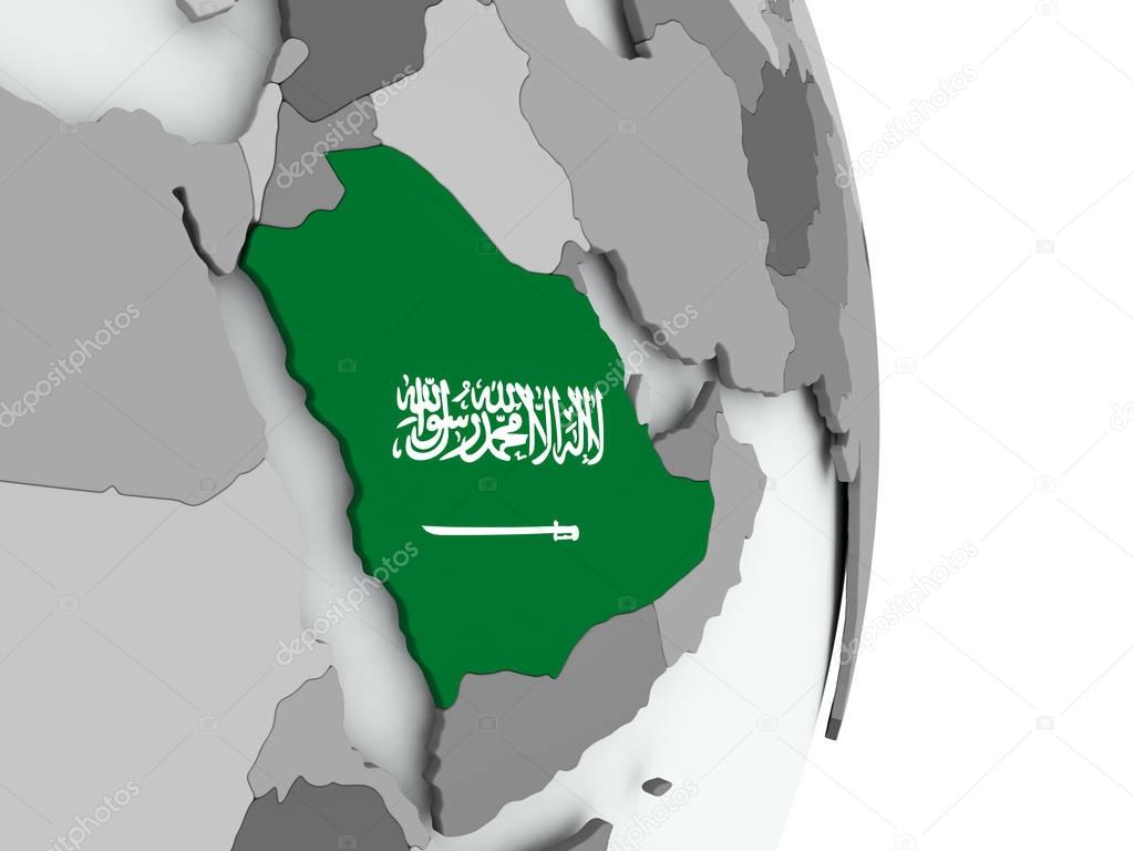 Map of Saudi Arabia with flag