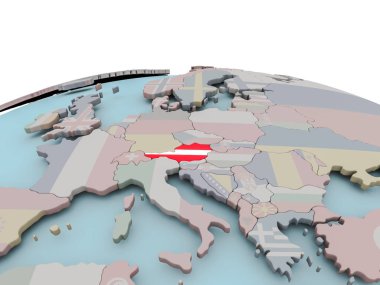 Avusturya siyasi harita üzerinde küre bayrak ile