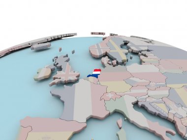 Hollanda bayrağı ile dünya üzerinde siyasi Haritası