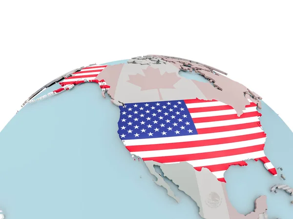 Политическая карта США на планете с флагом — стоковое фото